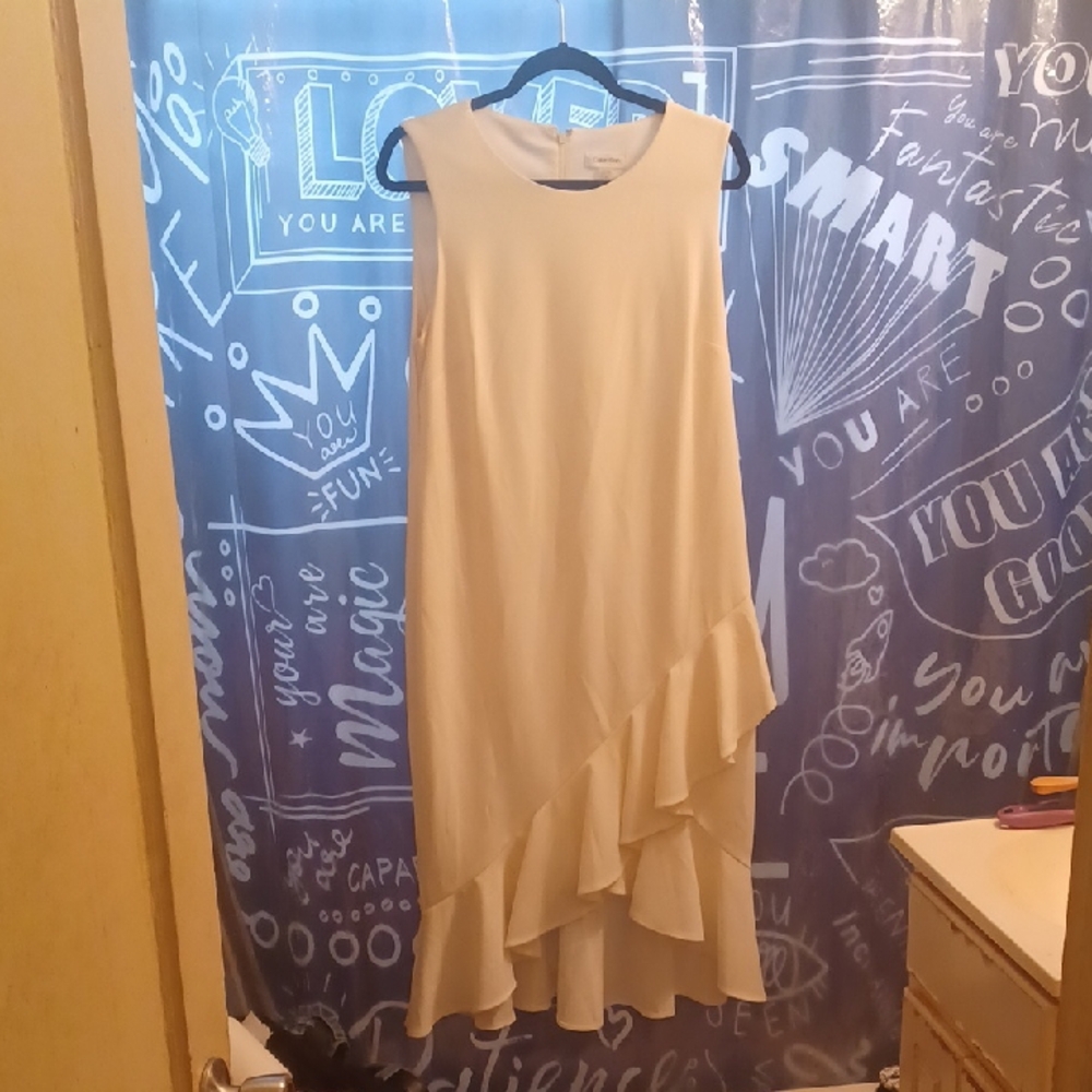 Calvin Klein Cream Asymmetrical Dress